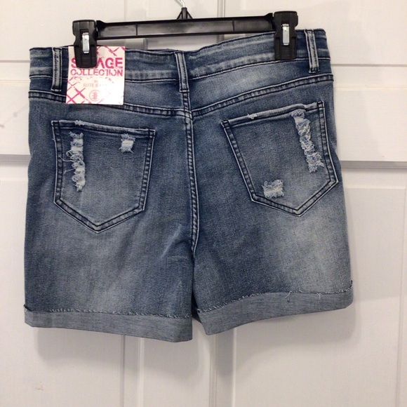 Elite Jeans Savage Collection High Rise Distressed Cuffed Denim Shorts Size 13 - Picture 6 of 9
